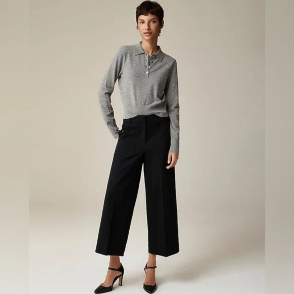 J.Crew Sydney Wide Leg Four Way Stretch Cropped Pants Black Size 12